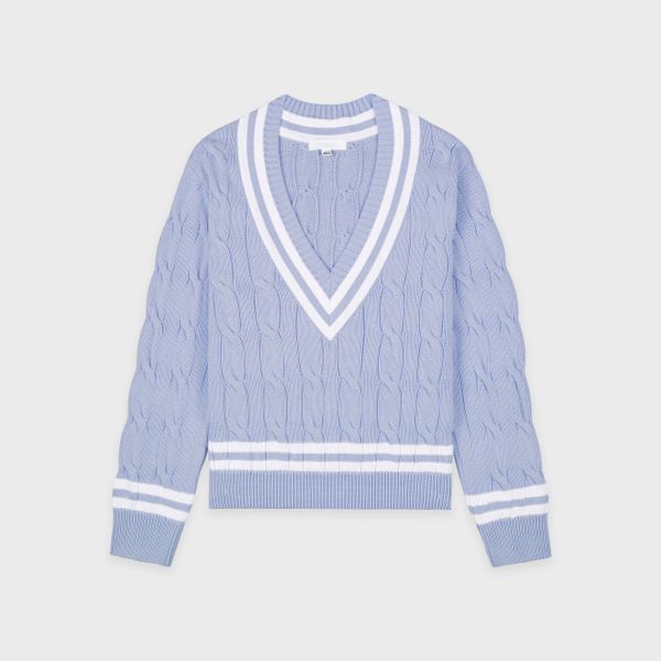 Custom design fashion knitwear casual cotton logo knit pullover top v neck winter cotton long sleeve knitted cable women sweater