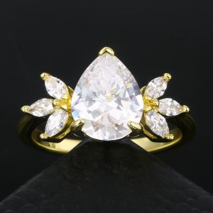 Fashion Copper Rings For Women Cubic Zircon Brass Rings Woman Wedding Rings Gold 18k Couple