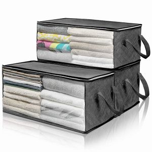 DS3928  Waterproof Quilt Blanket Bedding Bag Foldable Closet Organizer nonwovens Clothing Storage Bags with Clear Window