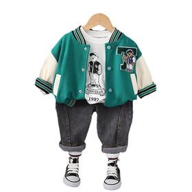 Baby Autumn Bear Baseball Suit 2023 New Children's Three-piece Set Handsome Boys' Clothes 4-year-old Trendy