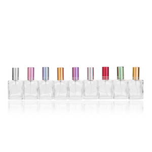 Wholesale empty 5ml 10ml 15ml 30ml 50ml 100ml glass flat square perfume bottles with gold silver black sprayer