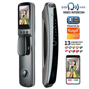 Factory price TUYA Video call Biometric Fingerprint Face Recognition Smart Door Camera Lock for Gate  Keyless smart door lock