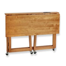 Custom Wooden Furniture Manufacturer Space Saving Furniture Wooden Folding Table with Casters Home Office Wooden Foldable Table