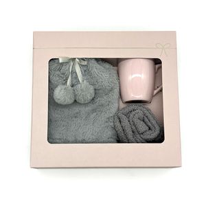 Gift Set 1.5L Hot Water BAG Ceramic Cup and Chenille Socks Set Rubber Hot Water Bottle With Fur Cover In Box