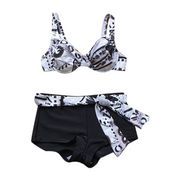 Women's Fashionable Two-piece Printed Swimwear with 82% Polyamide, 18% Elastane Fabric