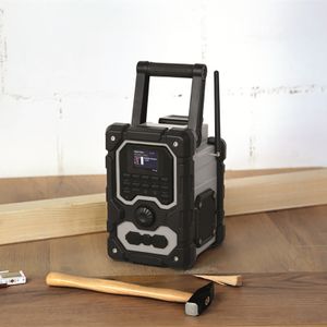Cool Professional 2*8W IPX54 BT Wireless Clock Phone Charging Robust Jobite DAB FM Radio Outdoor Construction Site Radio Speaker