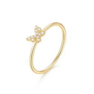 CANNER Summer Hot Sale 925 Sterling Silver Jewelry 18k Vermeil Gold Plated Cubic Zirconia Cute Butterfly Rings For Women