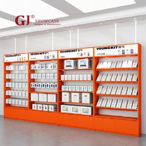 Acrylic Mobile Phone Case Stand Metal Wood Mobile Phone Accessories Furniture Floor Display Showcase Rack Pegboard Retail