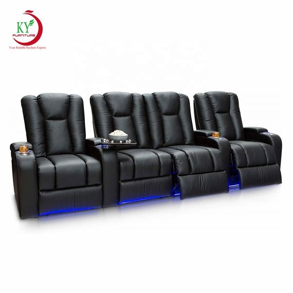JKY Furniture Luxury Leather Recliner Home Theater Seating With Bluetooth Speaker For Cinema
