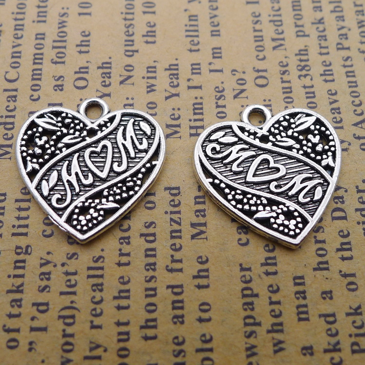 Yiwu Yancheng Trade Co., Ltd. AA018328 Charms heart Mom 18x18mm Antique Silver Color Pendants Making DIY Handmade Tibetan Finding Jewelry