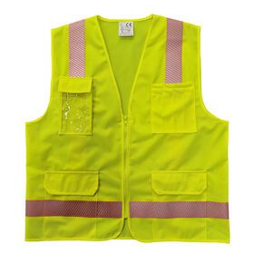 Latest dual color reflective strip with longer lifetime,Reflective Safety vests,Multi-pockets,zipper closure