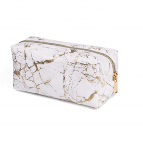 Wholesale Lady PU Leather Marble Printings Young Girl Makeup Bag Women Cosmetic Bag