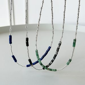 custom gemstone necklace s925 silver clavicle chain boho vintage chic natural stones bead necklace for women