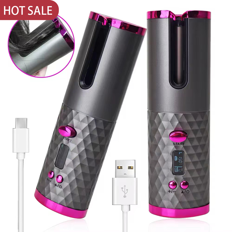 Hair Salon Lcd Display Ceramic Curling Wave Styer Cordless Automatic Hair Curler Usb Rechargeable Curling Iron Curls