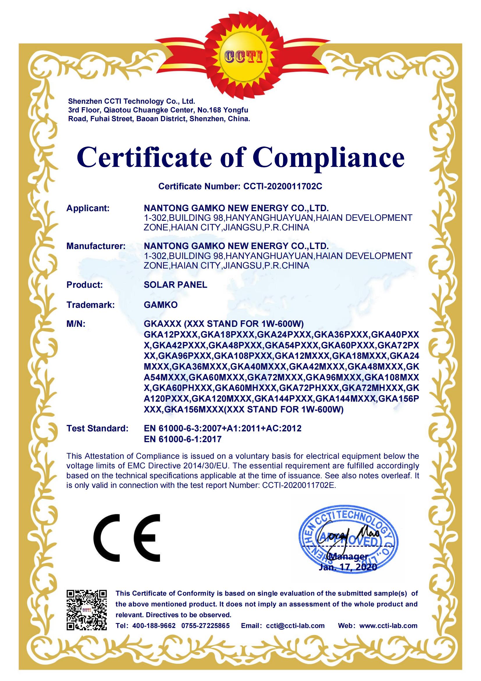 Nantong Gamko New Energy Co., Ltd. Solar Panels