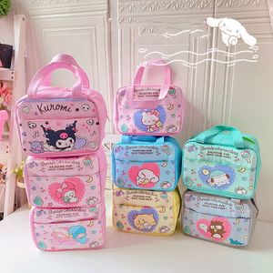 2024 Cartoon Kuromi Cute Insulated Lunch Box Bag Convenient Foldable PU Leather Aluminum Foil Portable Bento Thermal Bag