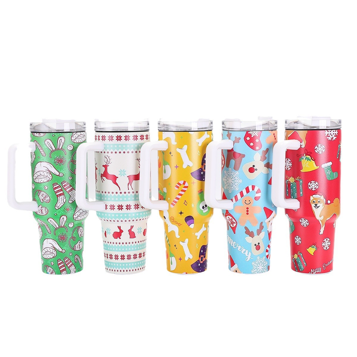 Lu'an Xinmao International Trade Co., Ltd. Custom 40oz Insulated Travel Mug Double Wall Insulated Large Coffee Mug Christmas metal cup 40oz Tumbler with Handle