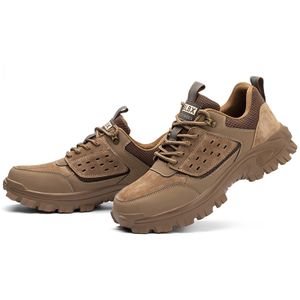Breathable Leather Black Lightweight Safety Shoes Men Anti-smash Steel Toe Cap Work Boots