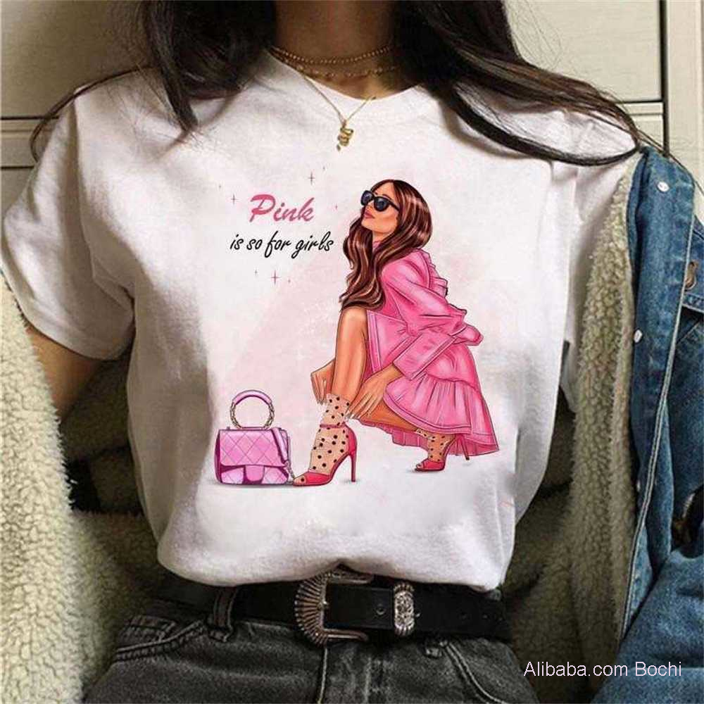 Suizhou Bochi Trade Co., Ltd. Plus Size 3xl Women's T-shirts Summer Printed Short Sleeve Tee Casual Loose Crop Tops Women Graphic T Shirts