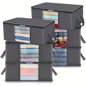 Fabric Closet Toy Clothing Bed Sheets Home Organizers Non-Woven Fabric Storage Bags Square Shape Set with Lid Storage Box