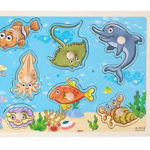Baby Wooden Puzzle Game Toys Montessori Wooden Puzzle Hand Grab Board Educational Wood Puzzles For Kids