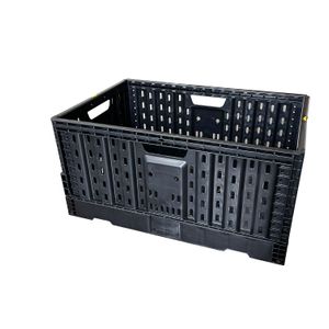 Wholesale Black 23.6x15.7x11.8 Inch Recycled Material Stackable Fruit Vegetable Plastic Crate Basket for Transportation