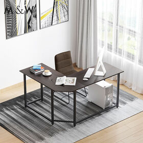 Simple wood steel l-shape corner PC desk computer gaming desk
