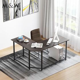 Simple wood steel l-shape corner PC desk computer gaming desk