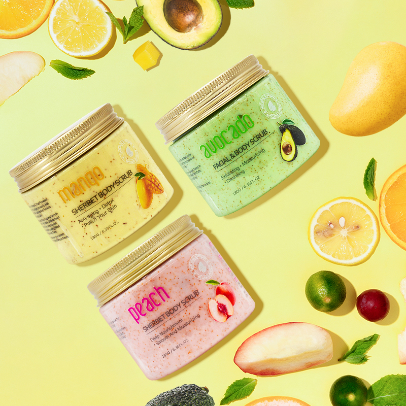 Skin whitening brightening vitamin c ice cream sherbet face and body scrub