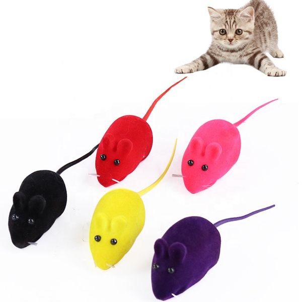 High Quality Interactive 3D Squeaky Cat Spring Toy Mouse Small Flocking Enamel Design Cheap Price Plush Feather Felt Pet Toys
