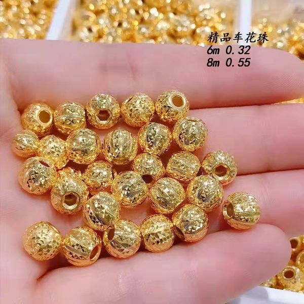 Luxury Pure 24K Gold Jewelry Accessories DIY Bracelet Necklace Beads Women Ladies Female Bridal Engagement Wedding Jewelry