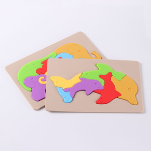 Custom New Design Toys Educational Animal Baby Silicone Jigsaw Puzzle for Kids Training
