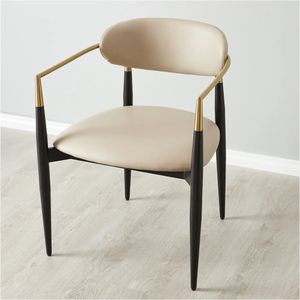 Nordic Style Cafe Restaurant Black Modern Leather Dining Chair Custom Design Luxury Hotel Living Room Lounge Arm Tea Chair