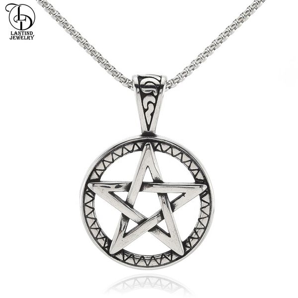 Fashion Punk Hollow Five Pointed Star Hiphop Stainless Steel Pendant Fashion Jewelry Necklace