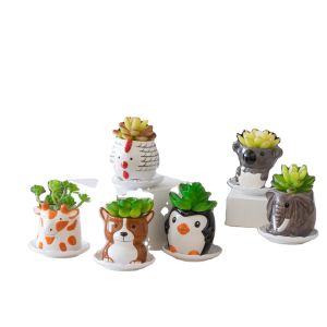 new arrivel cartoon animal shape flower pots indoor cute animal ceramic flower pot decor living room table decoration
