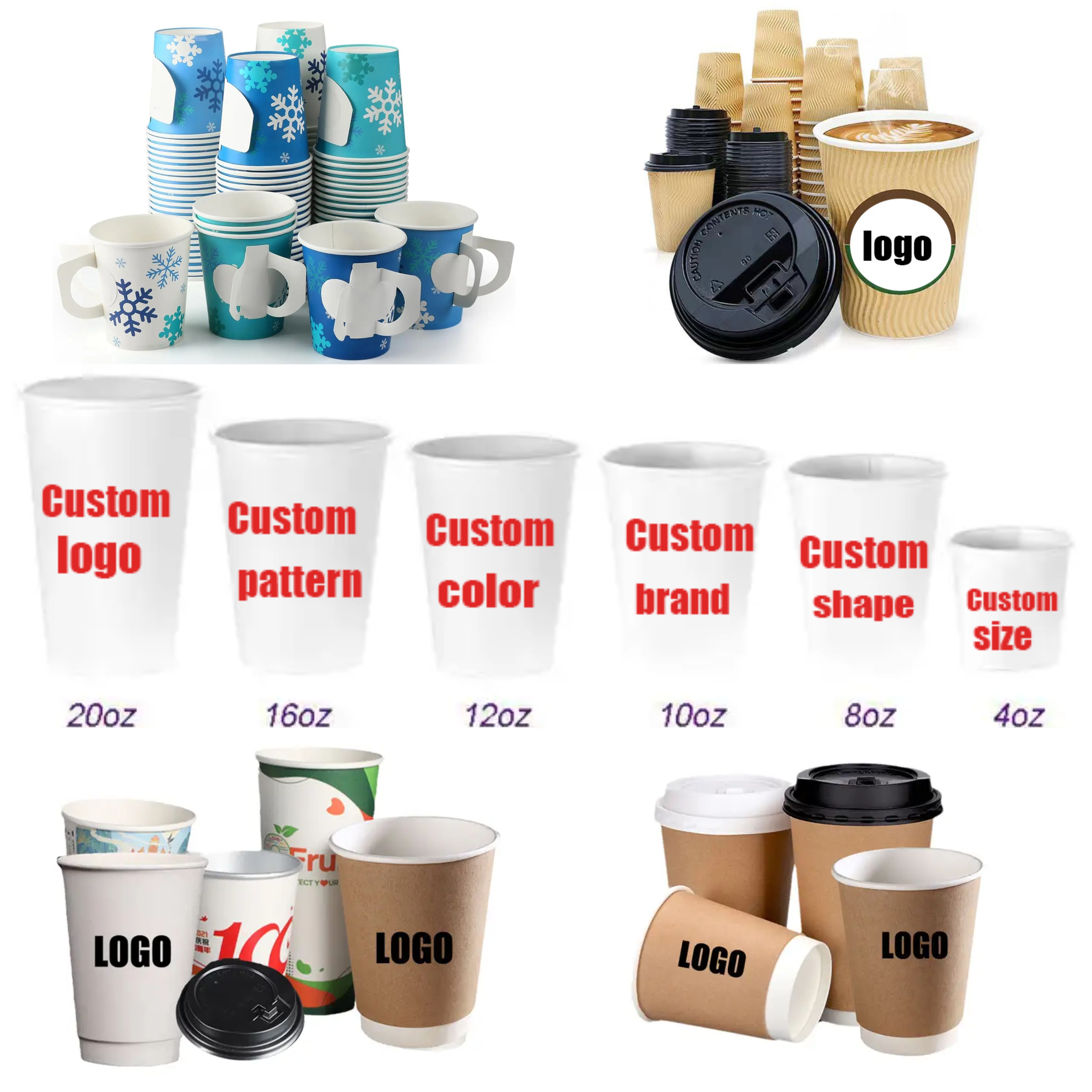 Paper Cup Double Wall Gold Coffee Paper Cup 8oz Paper Coffee Cup Line With Lid