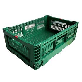 supermarket reusable 19.69x13.0x6.7 inch high quality collapsible and stacking plastic folding vented type storage crate box