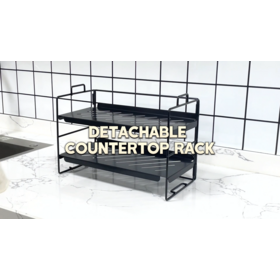 Scandinavian style white black metal kitchen bathroom basket drawer stretching desktop shelf undersink organizer