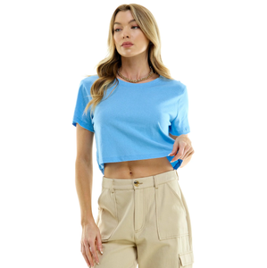 OEM Manufacturer's Custom Women's Crop Top T Shirt Breathable Vintage Style XL Size Printed Fabric Spandex Plain Blank Design