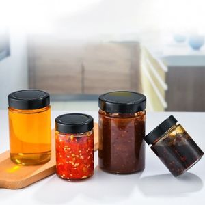Kitchen Pantry Organizer 100ml 150ml 380ml 750ml Clear Round Airtight Glass Food Storage Empty Glass Jar For Honey Jam Jelly