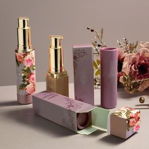 Custom Biodegradable Lip Balm Tube Empty Cosmetic Kraft Paper Packaging for Perfume Stamped Lipstick Tube
