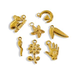 Shiny Irregular DIY Stainless Steel Pendant 14K Gold Cute Koala Flower Star Palm Moon Heart Pendant Charms for Jewelry Making