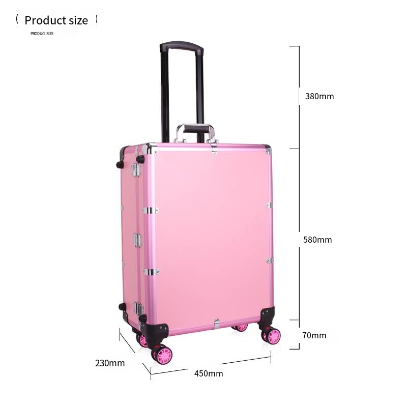 Foshan City Nanhai Distric Meiliya Luggage Factory 6 Bulbs Dim Control Led Lights PU Leather Locked Make Up Trolley Bag Makeup Case With Leg Trolley Lighted Cosmetic Case