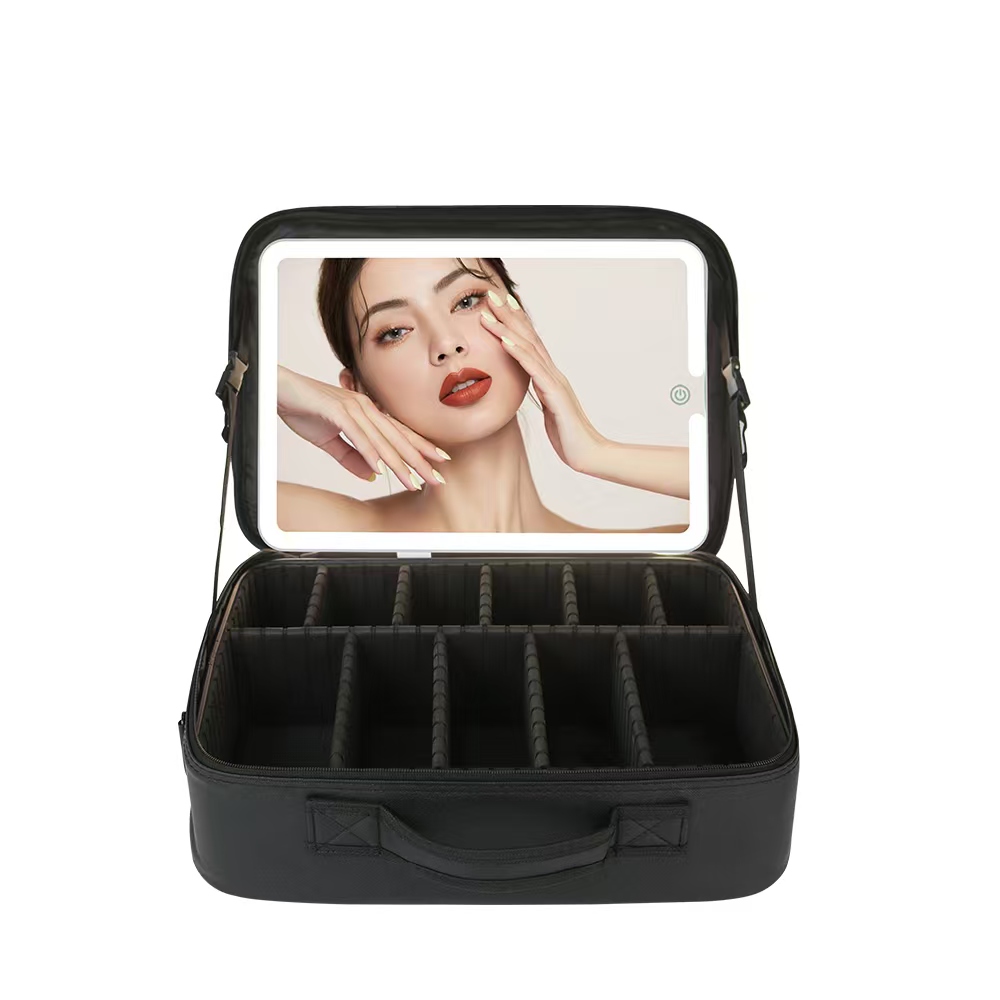 new Relavel Travel Makeup Train Case Makeup Cosmetic Case Organizer Portable Artist Storage Bag with Adjustable Dividers