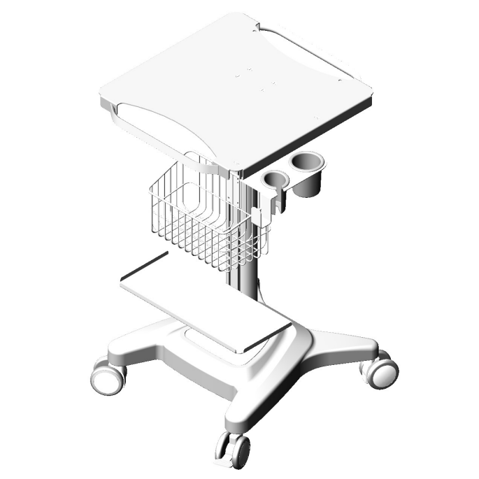 Simple PP base hospital furniture portable ultrasound trolley laptop ultrasound medical trolley cart