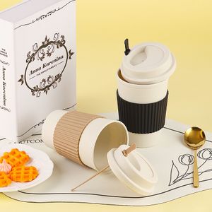 Eco Friendly Wheat Straw Travel Coffee Mug Leakproof Portable Car Coffee Cups With Lid