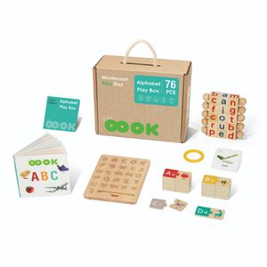 Montessori Alphabet Play Box Wooden Spelling Blocks English Letter Word Board learning Toys for Kids