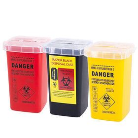 Beauty Clinic Medical Waste Trash Can Glass Medicine Bottle Bin Sharp Objects Tattoo Needles Container Syringe Desktop Bucket 1L