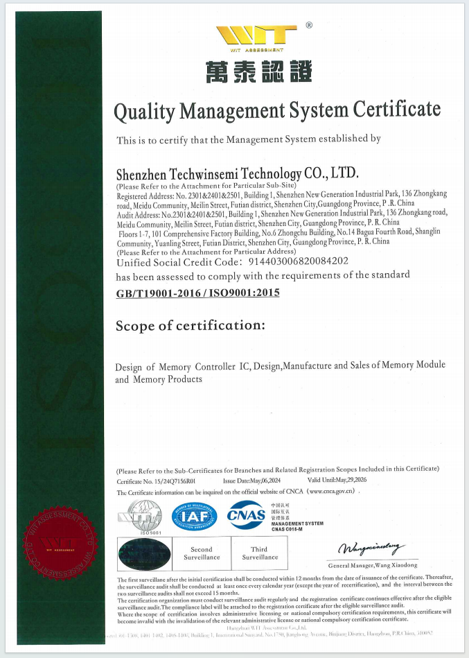 Shenzhen Techwinsemi Technology Co., Ltd. Solid State Drive