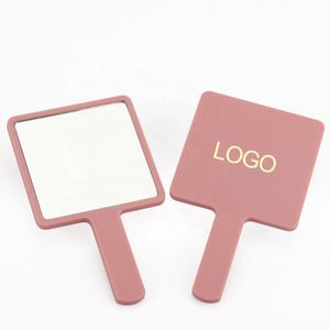 Hot Selling Square Cosmetic Mirror Private Label Custom Logo Portable ABS Handle Makeup Mirrors